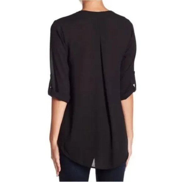 Lush NWT Surplice V Neck Blouse Size XS in Black Flowy, Gauzy Oversized - Picture 2 of 12